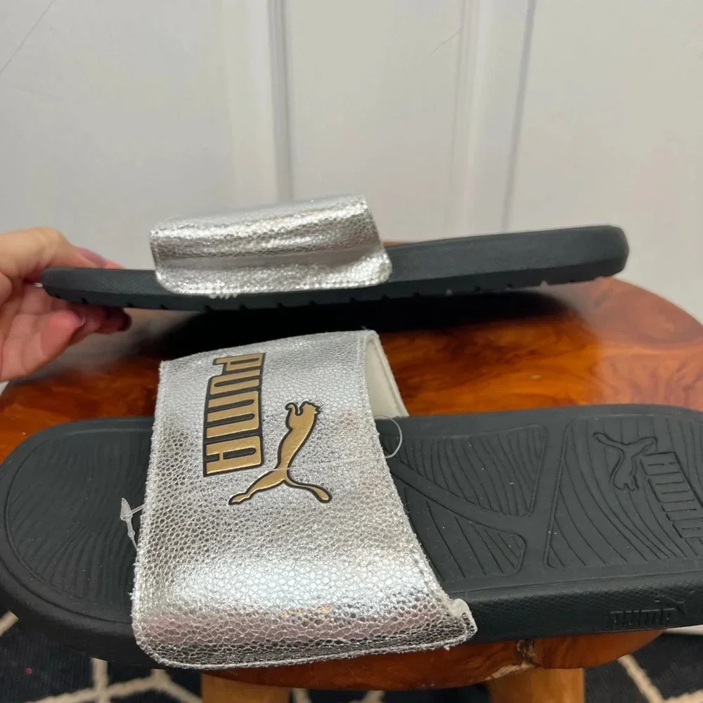 PUMA Cool Cat 2.0 Slide Sandals Black Unisex Mens Size 9 Casual Slip On